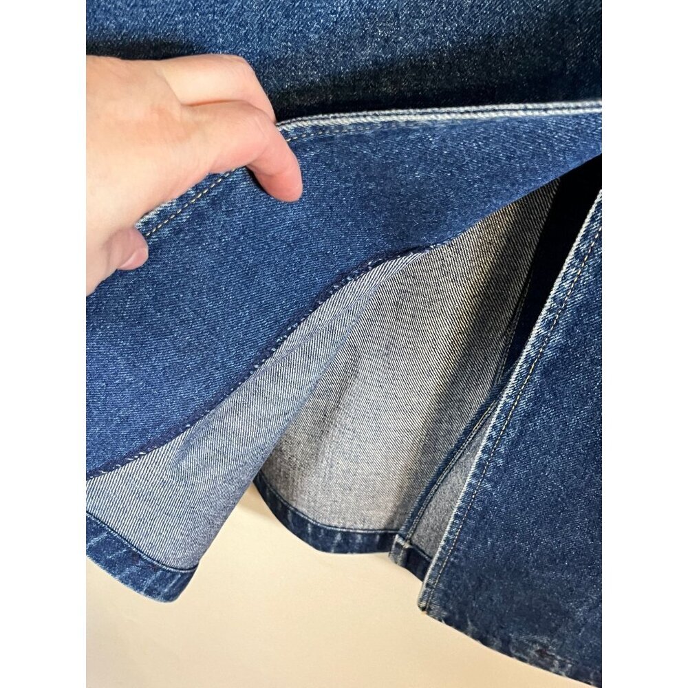 Vintage Lee Denim Corduroy Chore Coat L Blue Jean Duster Trench Barn 70s Work - Picture 10 of 15